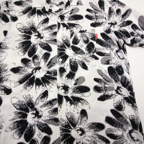 Supreme Daisy Floral Rayon Shirt Mens L Short Sleeve Button 2017 White Black - Picture 3 of 11